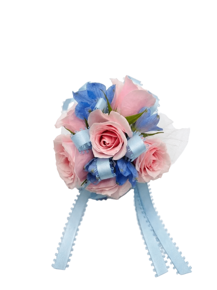 Pink and Blue Corsage - Flower Gallery