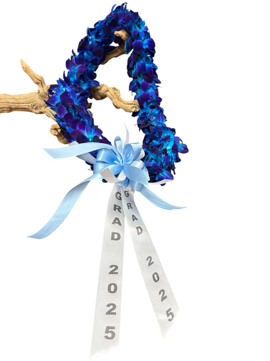 Royal Blue Dendrobium Orchid Lei.