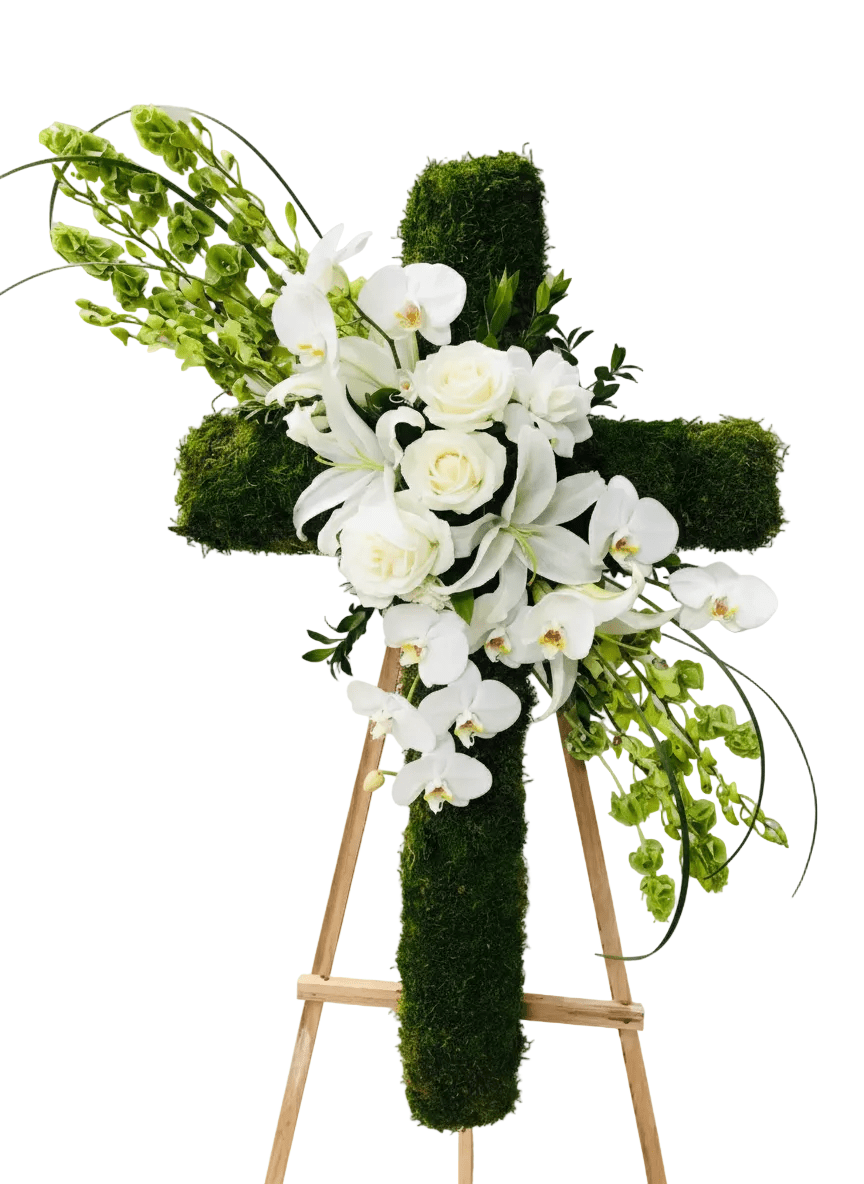 Eternal Peace Cross Standing Spray - Flower Gallery