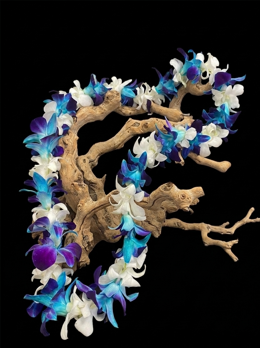 Blue and white Lei - Flower Gallery