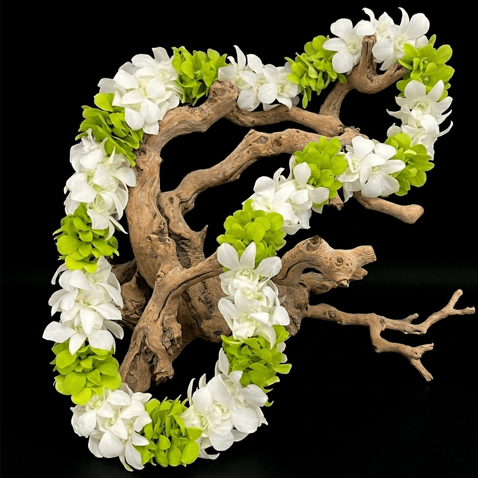 Green and White Lei - Flower Gallery