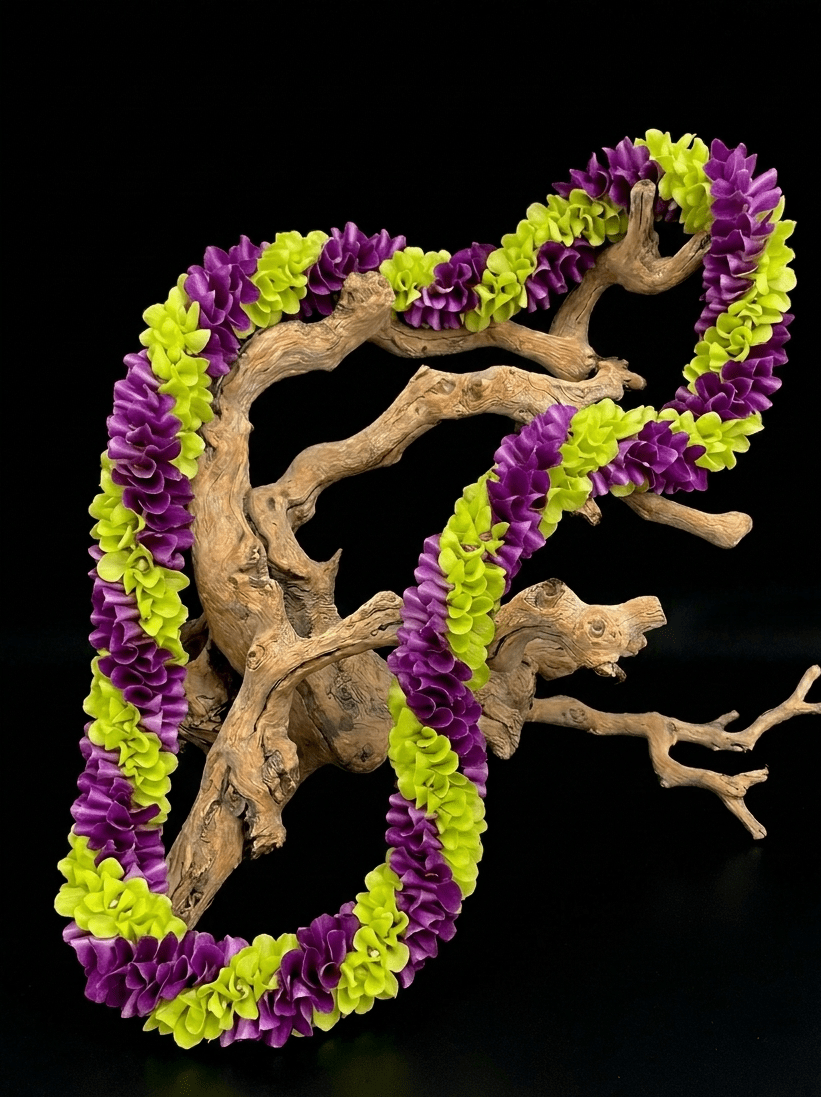 Spiral orchid Lei - Purple & Green Dendrobium - Flower Gallery