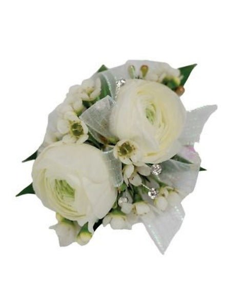 White Ranunculus Wrist Corsage - Flower Gallery