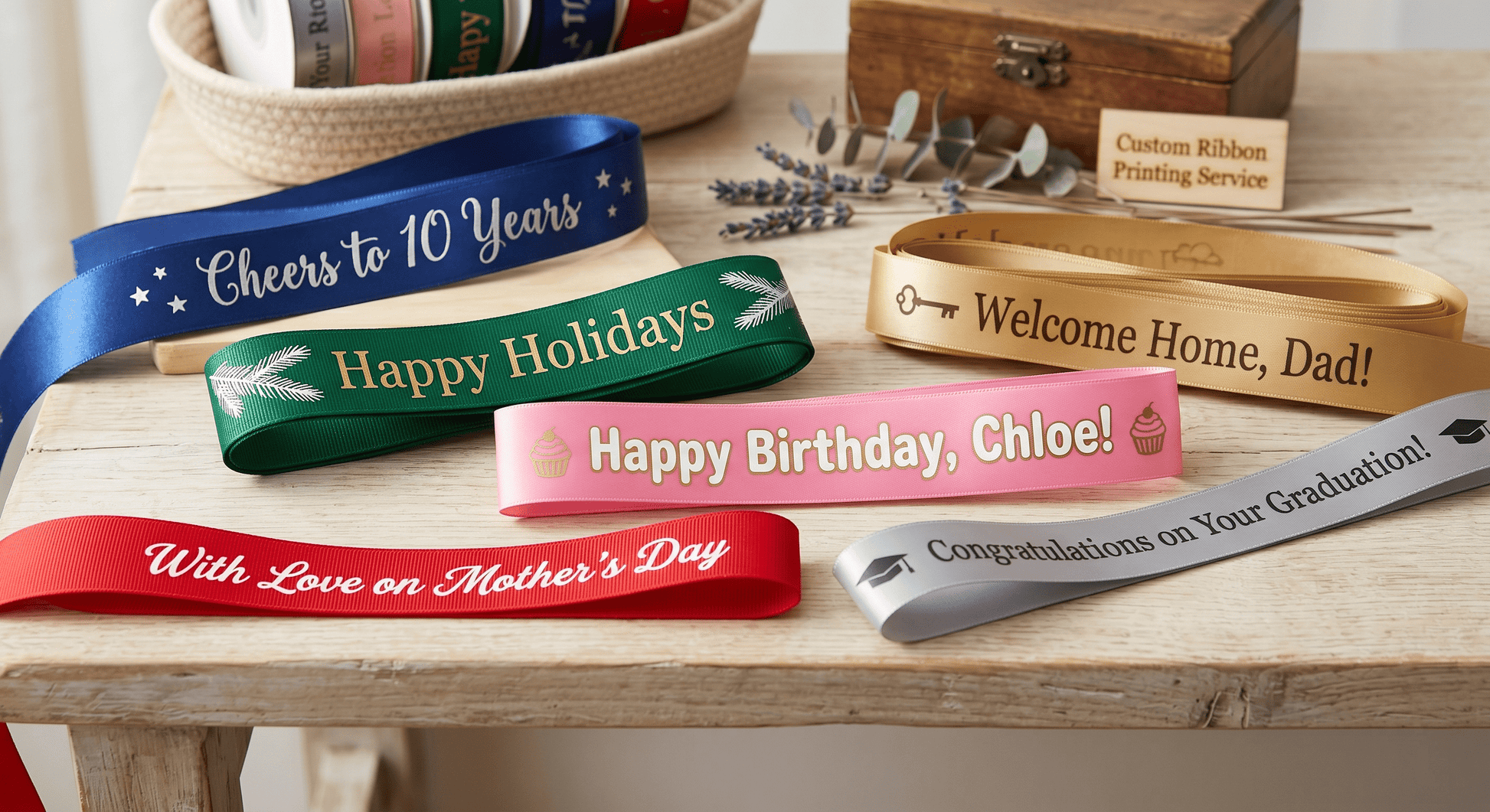 Personalized Printed Ribbon - Flower Gallery